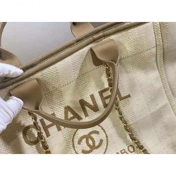 Chanel Women Shopping Bag in Mixed Fibers-Beige (14)