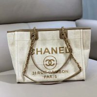 Chanel Women Shopping Bag in Mixed Fibers-Beige