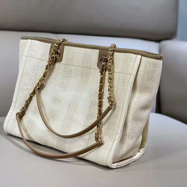 Chanel Women Shopping Bag in Mixed Fibers-Beige (6)
