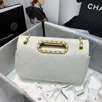 Chanel Women Small Flap Bag in Lambskin Leather-White