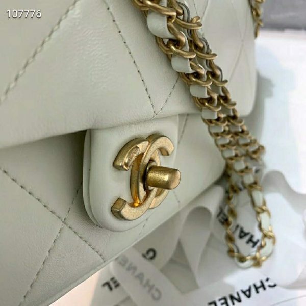 Chanel Women Small Flap Bag in Lambskin Leather-White (5)