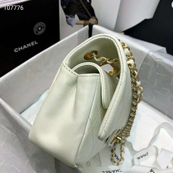 Chanel Women Small Flap Bag in Lambskin Leather-White (8)