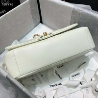 Chanel Women Small Flap Bag in Lambskin Leather-White