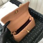 Chanel Women Small Flap Bag with Top Handle Grained Calfskin-Beige - Image 9