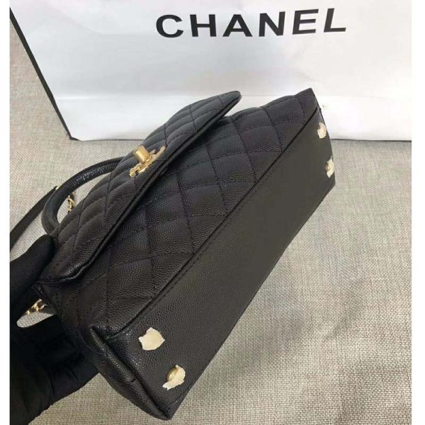 Chanel Women Small Flap Bag with Top Handle Grained Calfskin-Black (3)