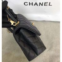 Chanel Women Small Flap Bag with Top Handle Grained Calfskin-Black