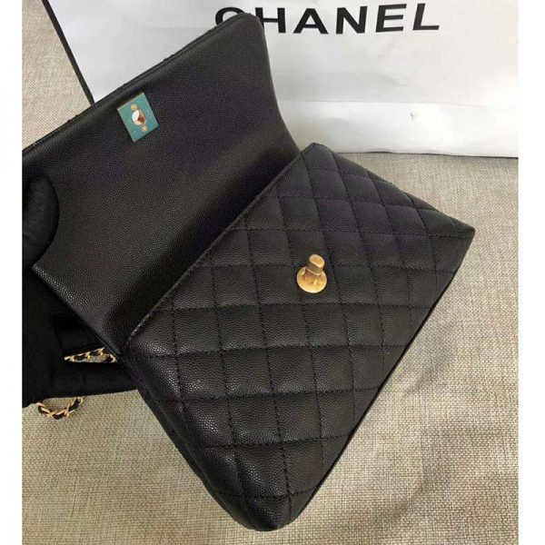 Chanel Women Small Flap Bag with Top Handle Grained Calfskin-Black (6)