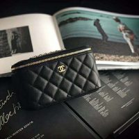 Chanel Women Small Vanity with Classic Chain Grained Calfskin Leather
