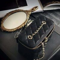 Chanel Women Small Vanity with Classic Chain Grained Calfskin Leather