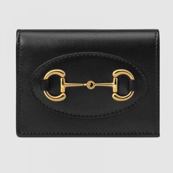 Gucci GG Unisex Gucci 1955 Horsebit Card Case Wallet Leather-Black