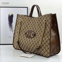 Gucci GG Unisex Gucci 1955 Horsebit Large Tote Bag-Brown