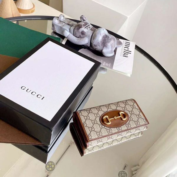 Gucci GG Unisex Gucci 1955 Horsebit Wallet with Chain-Brown (2)