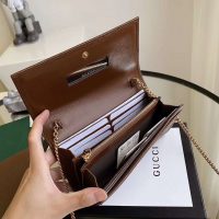 Gucci GG Unisex Gucci 1955 Horsebit Wallet with Chain-Brown