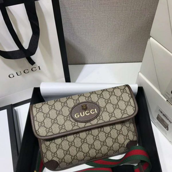 Gucci GG Unisex Neo Vintage GG Supreme Belt Bag-Beige (4)