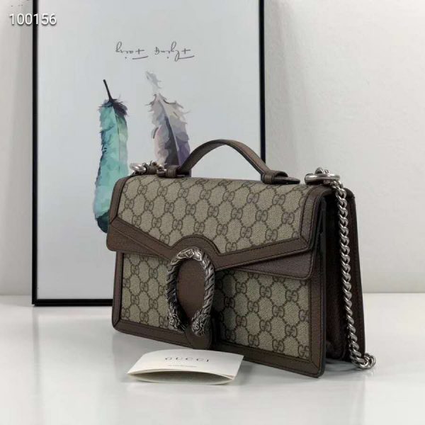 Gucci GG Women Dionysus GG Top Handle Bag Beige Supreme Canvas (8)