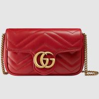 Gucci GG Women GG Marmont Matelassé Leather Super Mini Bag-Red