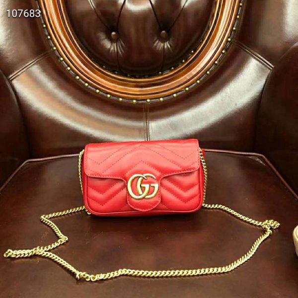 Gucci GG Women GG Marmont Matelassé Leather Super Mini Bag-Red (2)