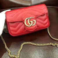 Gucci GG Women GG Marmont Matelassé Leather Super Mini Bag-Red