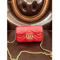 Gucci GG Women GG Marmont Matelassé Leather Super Mini Bag-Red