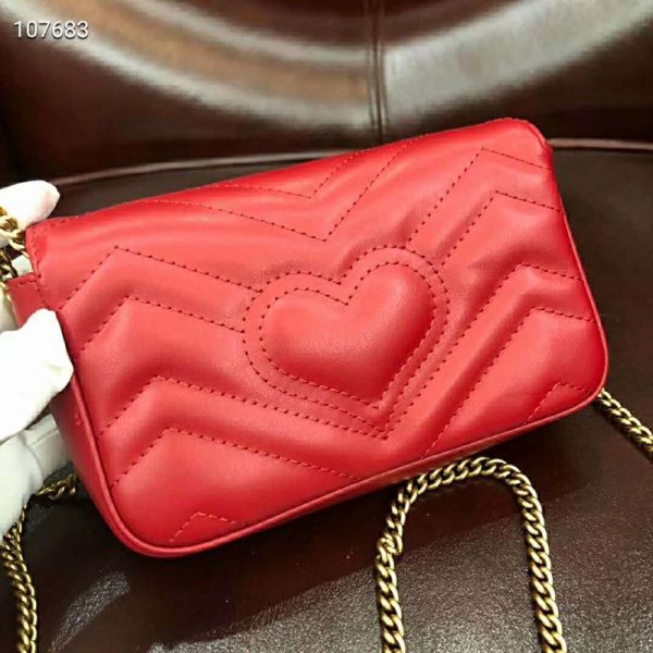 Gucci GG Women GG Marmont Matelassé Leather Super Mini Bag-Red (6)