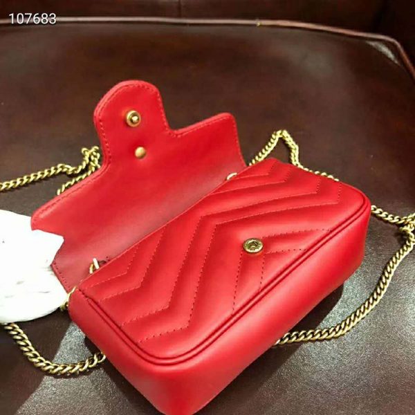 Gucci GG Women GG Marmont Matelassé Leather Super Mini Bag-Red (7)
