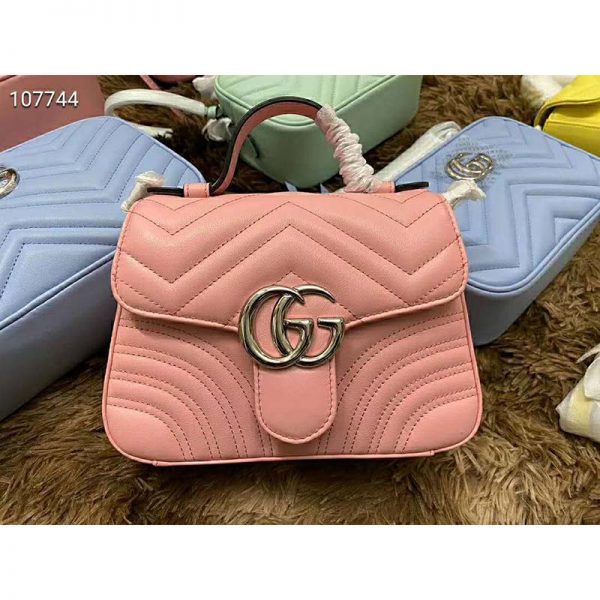 Gucci GG Women GG Marmont Mini Top Handle Bag-Pink (2)