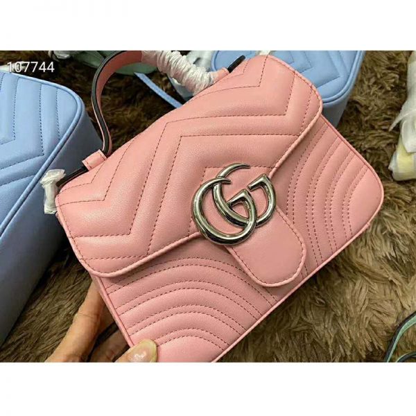 Gucci GG Women GG Marmont Mini Top Handle Bag-Pink (3)