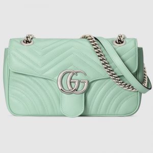 Gucci GG Women GG Marmont Small Shoulder Bag Matelassé Chevron-Lime