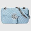 Gucci GG Women GG Marmont Small Shoulder Bag Matelassé Chevron-Blue