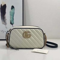 Gucci GG Women GG Marmont Small Shoulder Bag White Diagonal Matelassé