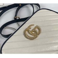 Gucci GG Women GG Marmont Small Shoulder Bag White Diagonal Matelassé