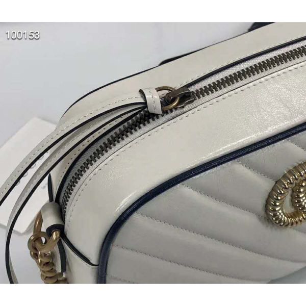 Gucci GG Women GG Marmont Small Shoulder Bag White Diagonal Matelassé (7)