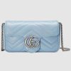 Gucci GG Women GG Marmont Super Mini Bag Blue Matelassé Chevron