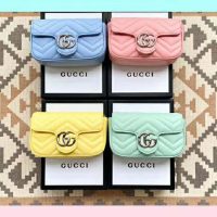 Gucci GG Women GG Marmont Super Mini Bag Blue Matelassé Chevron