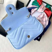Gucci GG Women GG Marmont Super Mini Bag Blue Matelassé Chevron