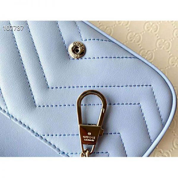 Gucci GG Women GG Marmont Super Mini Bag Blue Matelassé Chevron (8)