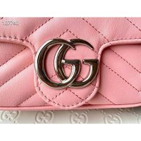 Gucci GG Women GG Marmont Super Mini Bag Pink Matelassé Chevron