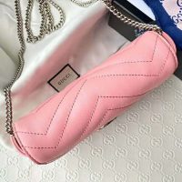 Gucci GG Women GG Marmont Super Mini Bag Pink Matelassé Chevron