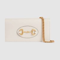 Gucci GG Women Gucci 1955 Horsebit Wallet with Chain-Whitet Wallet with Chain-White (1)