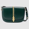 Gucci GG Women Sylvie 1969 Small Shoulder Bag Textured Leather-Dark Green