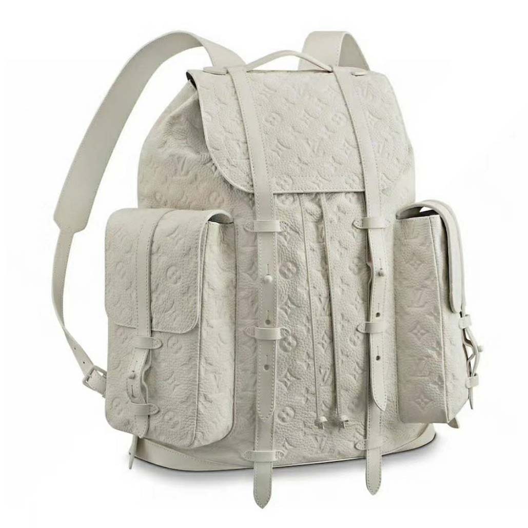 Louis Vuitton LV Men Christopher PM Backpack Taurillon Cowhide-White - LULUX
