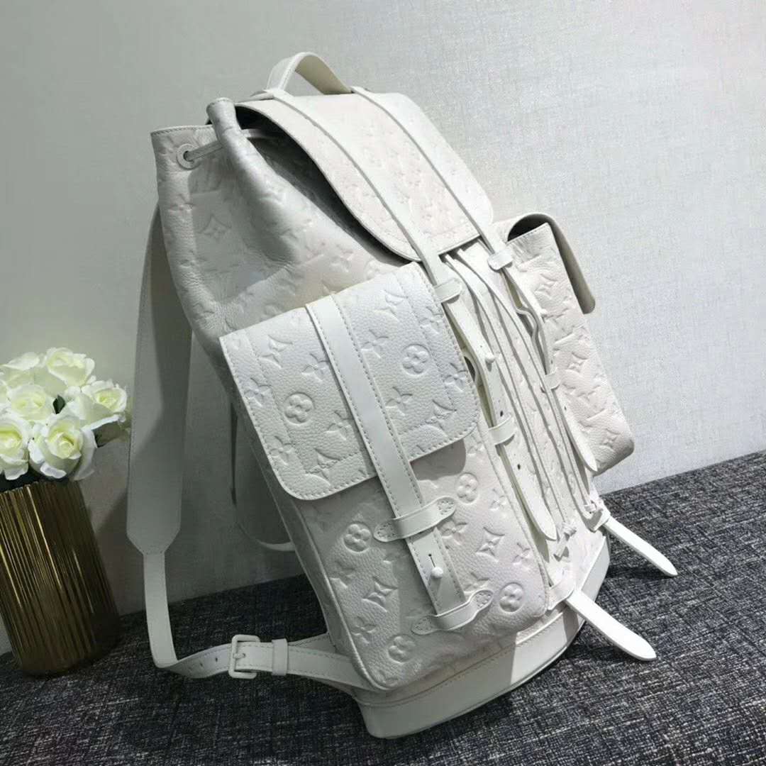 LV LV Men Christopher PM Backpack Taurillon Cowhide-White in 2023