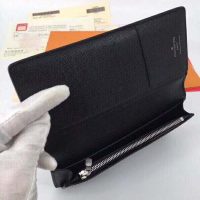 Louis Vuitton LV Unisex Brazza Wallet Damier Infini Onyx Silver Leather