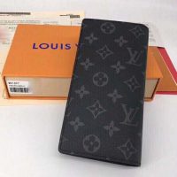 Louis Vuitton LV Unisex Brazza Wallet Monogram Eclipse Canvas-Grey