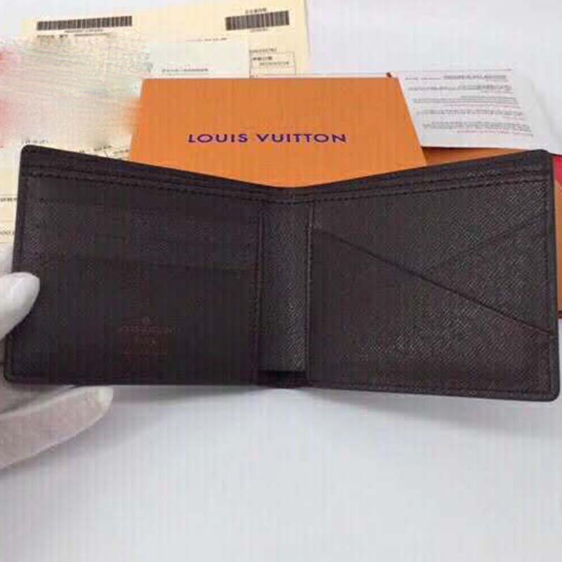 Louis Vuitton Supreme Hoodie Grey Leather Wallets Men