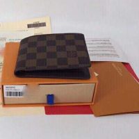 Louis Vuitton LV Unisex Multiple Wallet Damier Ebène Canvas-Brown