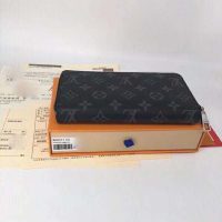 Louis Vuitton LV Unisex Zippy Vertical Wallet Monogram Eclipse Canvas