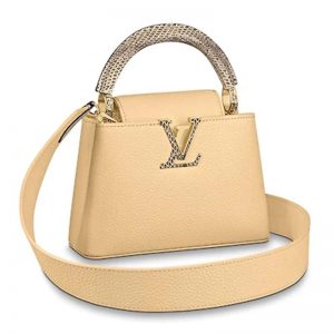 Louis Vuitton LV Women Capucines Mini Handbag Taurillon Ayers Snakeskin-Yellow