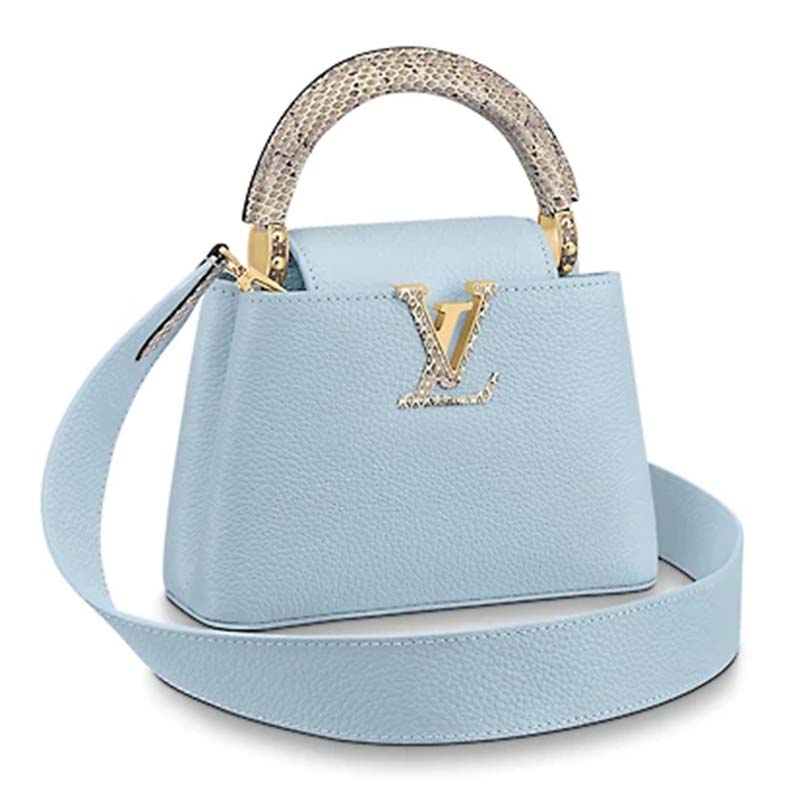 LOUIS VUITTON Taurillon Ayers Capucines Mini White Snow White