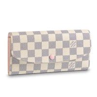 Louis Vuitton LV Women Emilie Wallet Damier Azur Canvas-Pink